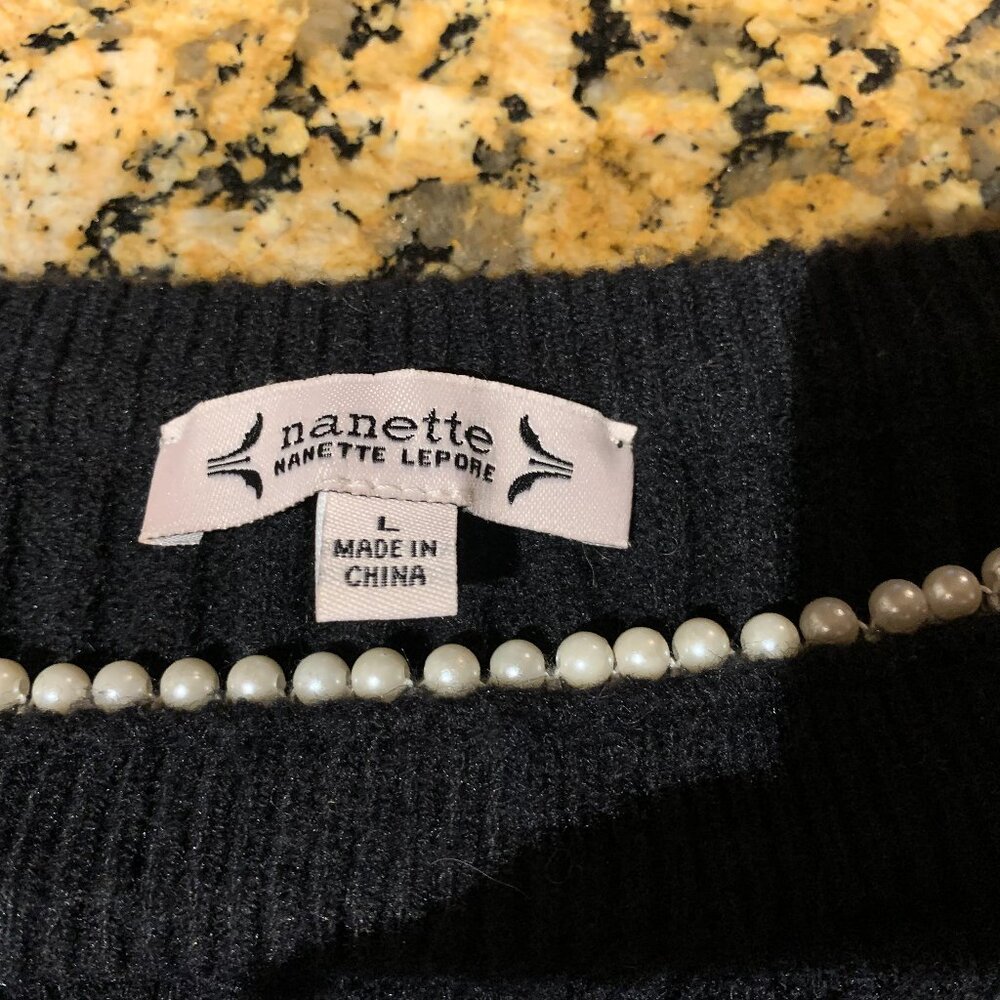 Black Sweater Large with Pearls